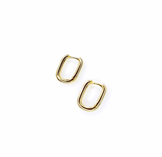 Petite Rectangular Hoop Earrings - Sterling Silver | Minimalist
