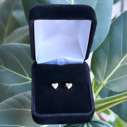 10K Solid Gold Heart Stud Earrings - Hearts of Gold Collection