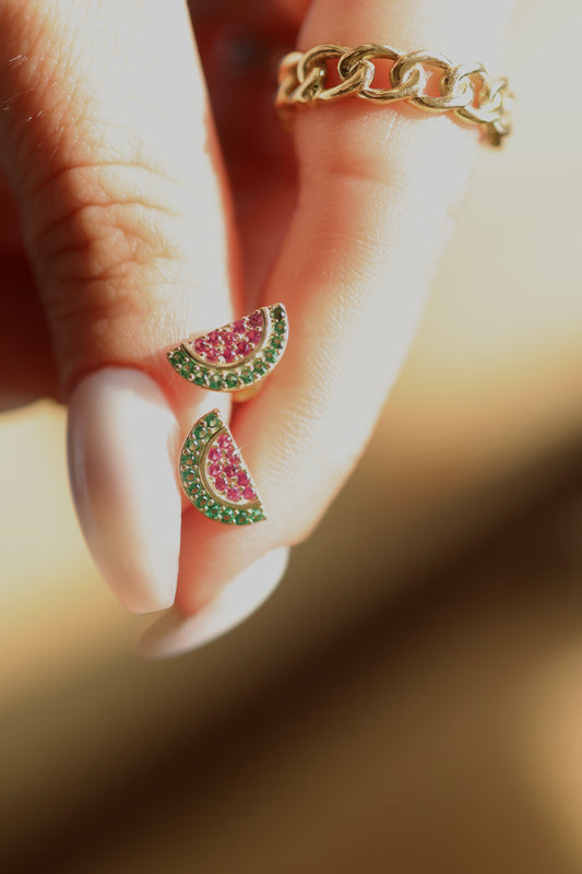 Watermelon Stud Earrings - Sterling Silver | Palestine Relief Fund
