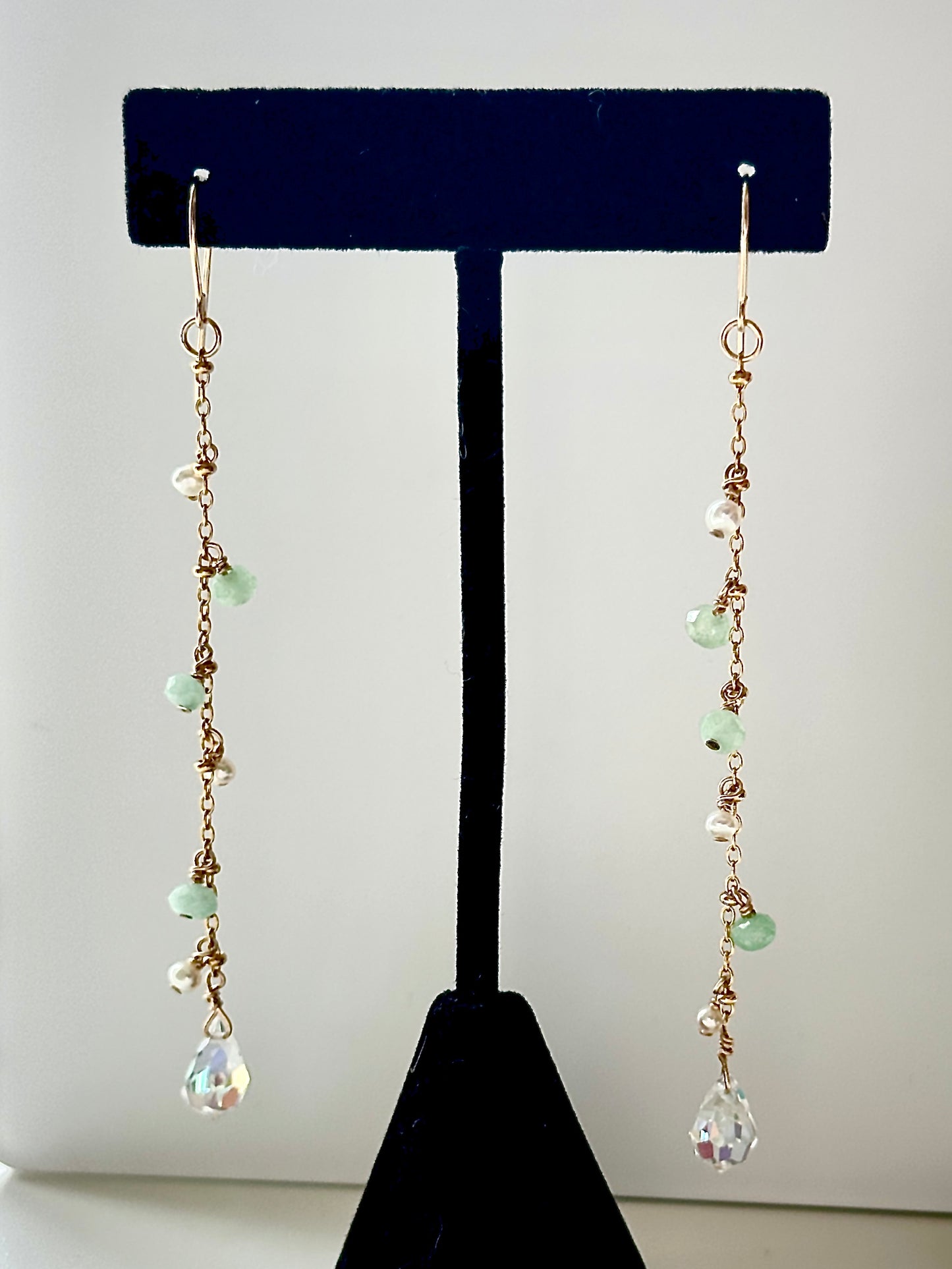 Long mixed dangly pearl earrings (tarnish resistant)