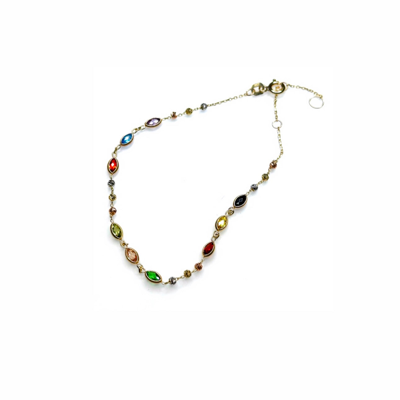 10K Gold Dainty Colour Pop Bracelet - Marquise Gemstones | Shower Safe