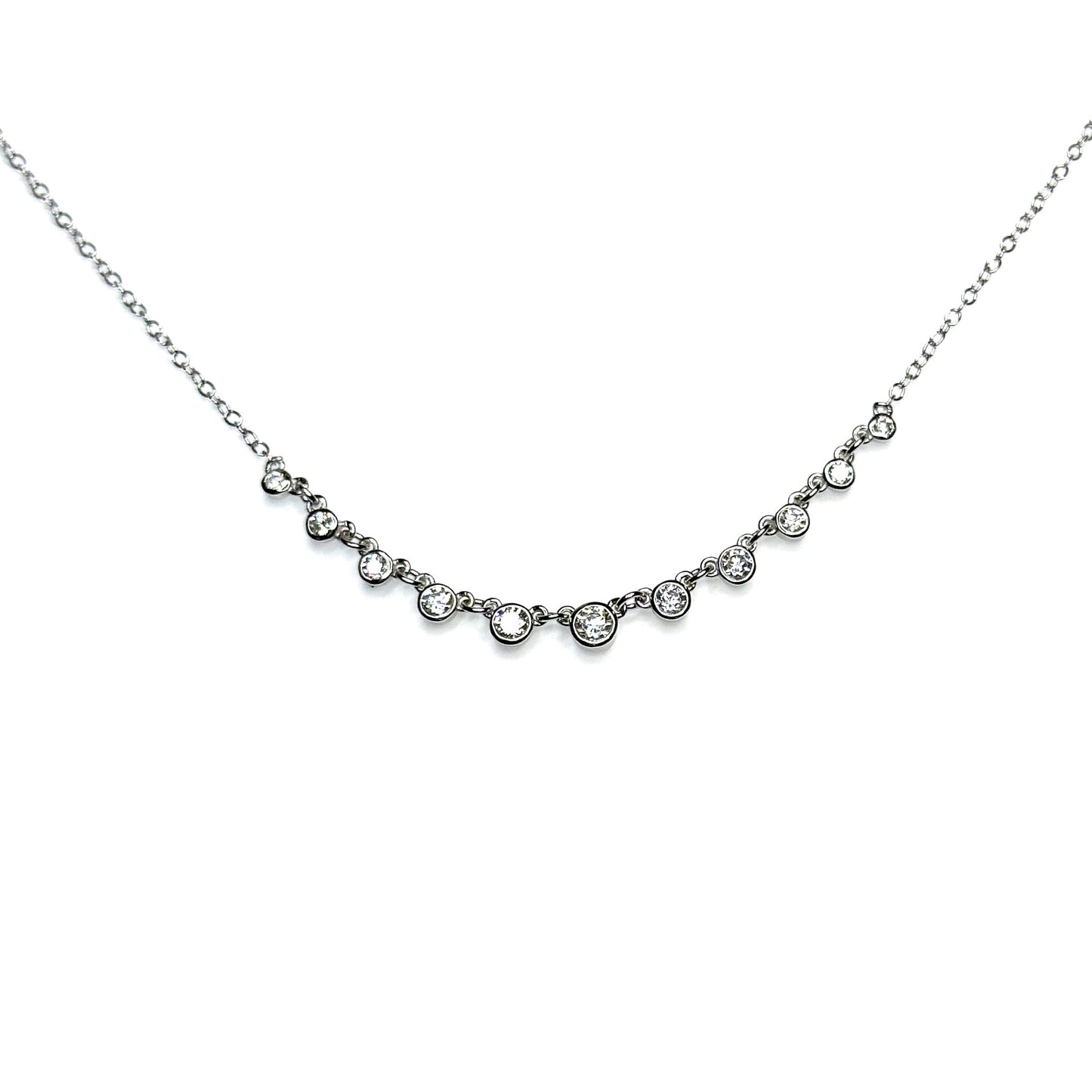 Sterling silver lucky eleven necklace against white background