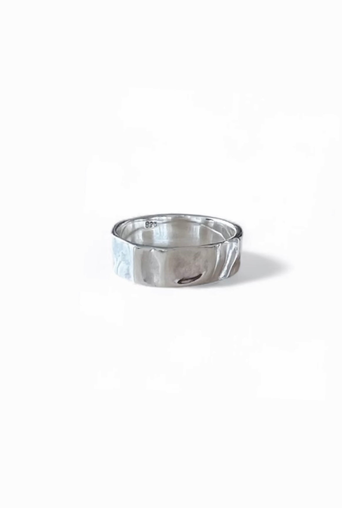 Sterling Silver Crinkle Ring - Minimalist Chunky Design | Shower Safe
