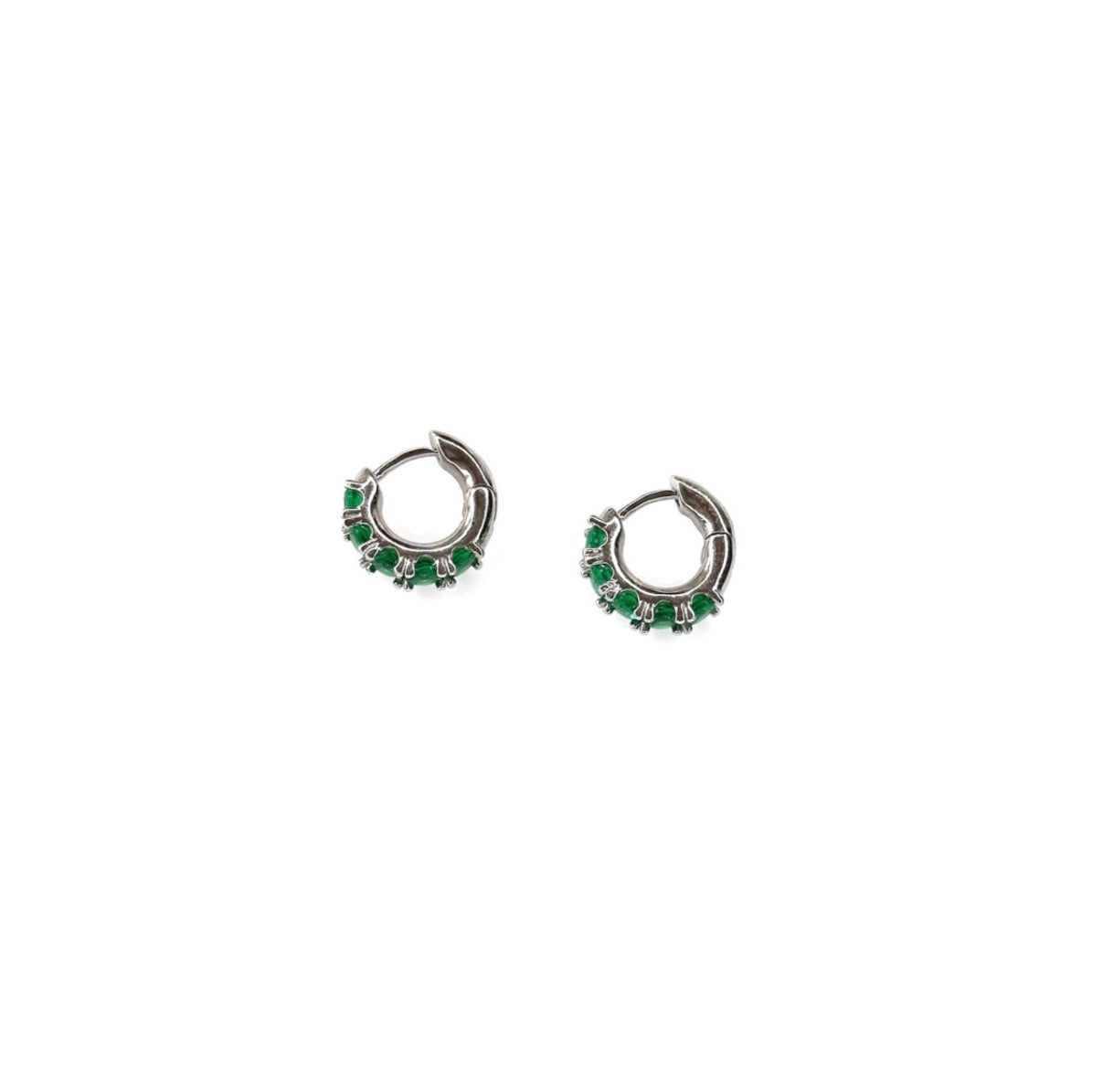 Emerald green CZ huggies (sterling silver)