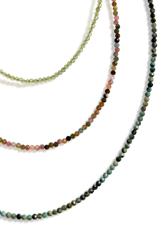 Gemstone beaded choker necklace (shower safe, 14K gold-filled)