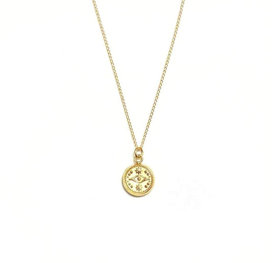 Puffy Evil Eye Protector Necklace - 14K Gold-Filled & Silver | Protection