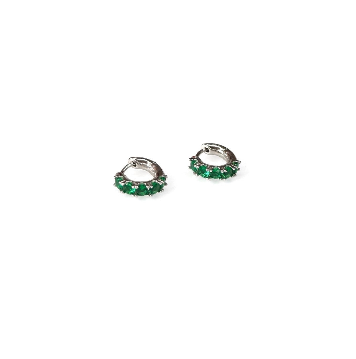 Emerald green CZ huggies (sterling silver)