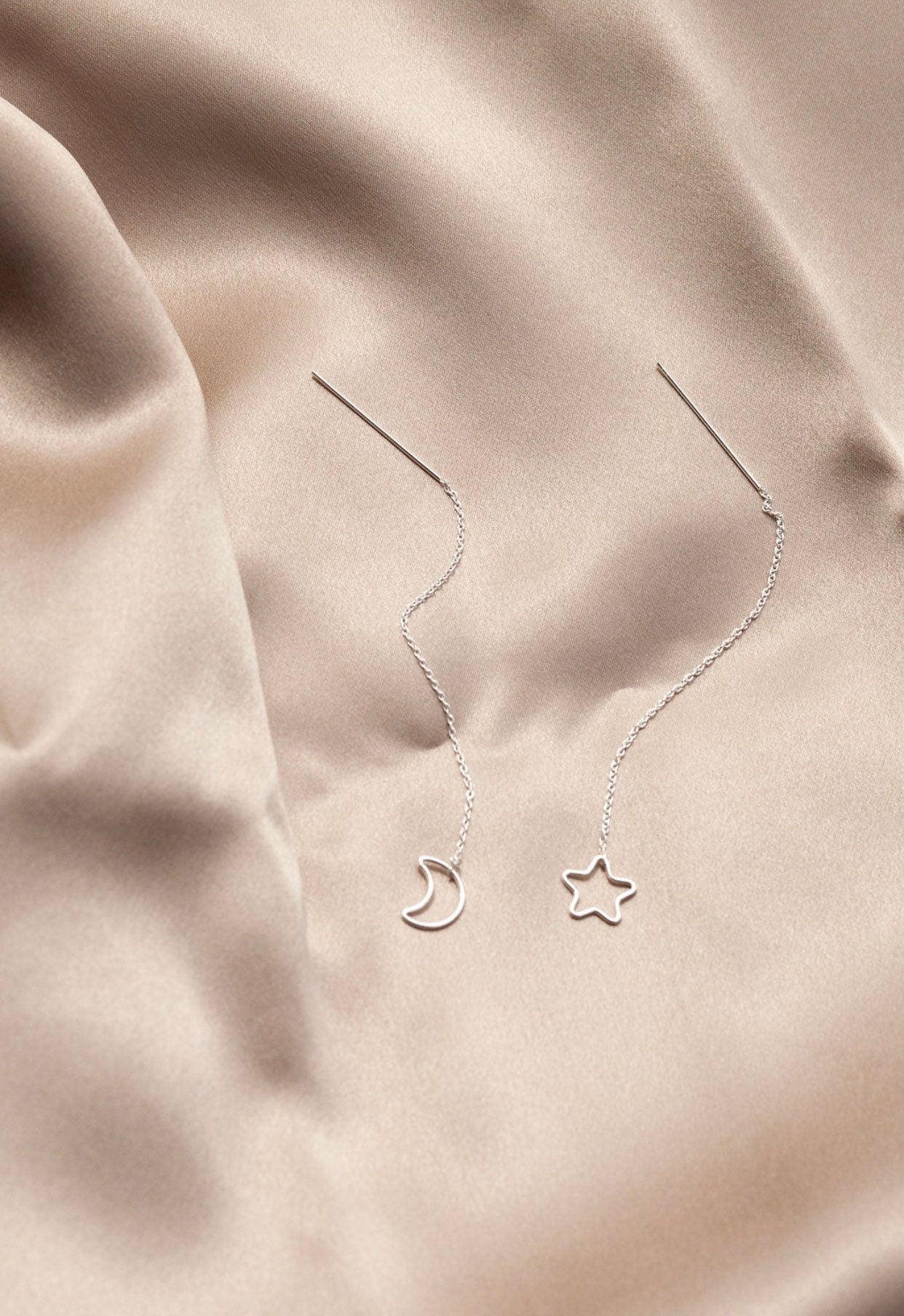 Sterling silver threader earrings (raindrop, art deco, star and moon)