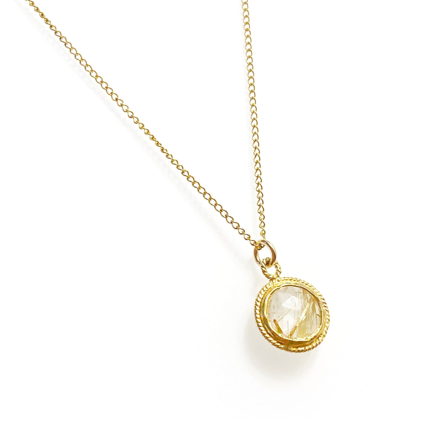 Petite sun medallions (emerald, aquamarine, amethyst, golden rutilated quartz, chocolate moonstone)