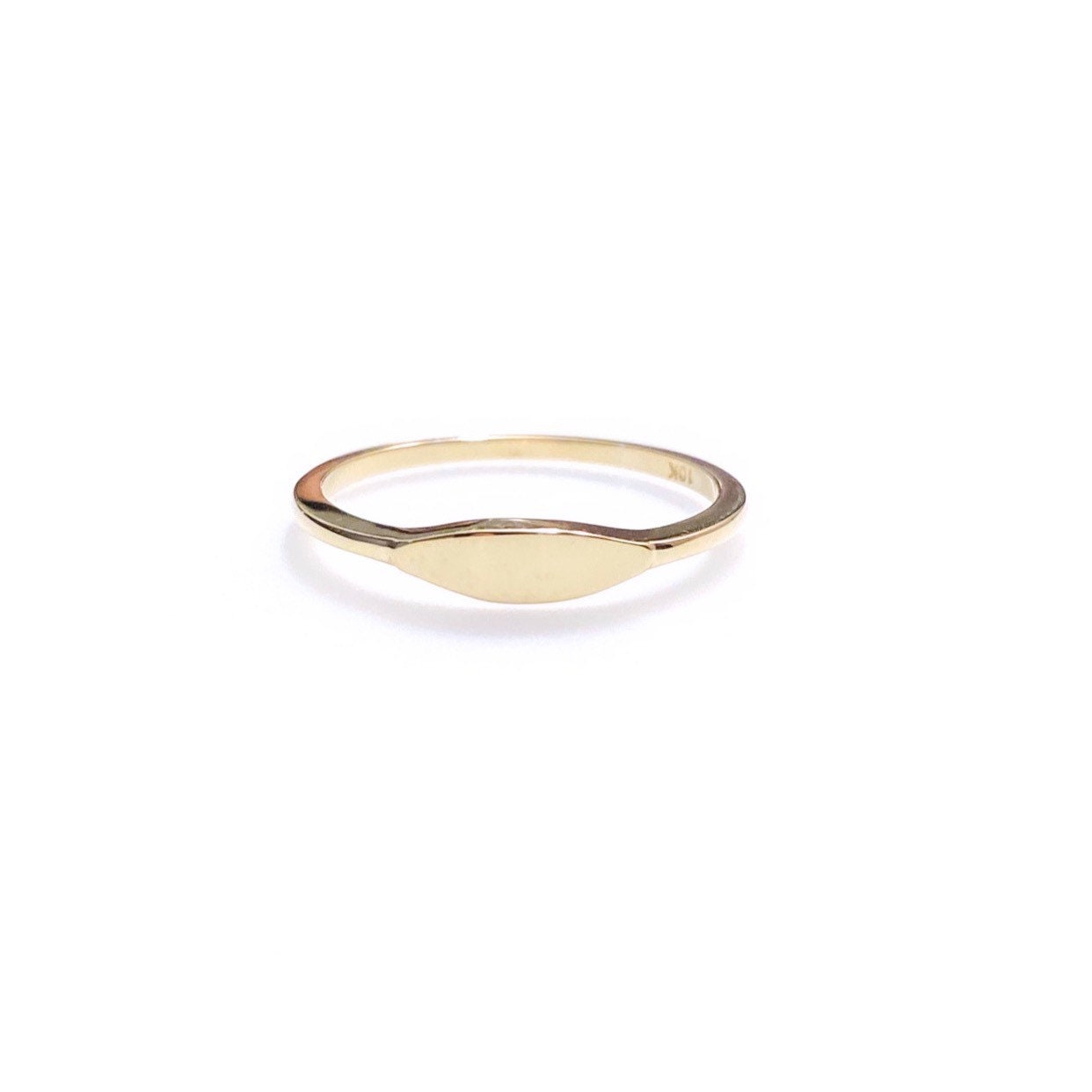 10K Gold Petite Signet Ring - Engravable | Solid Gold Pinky Ring