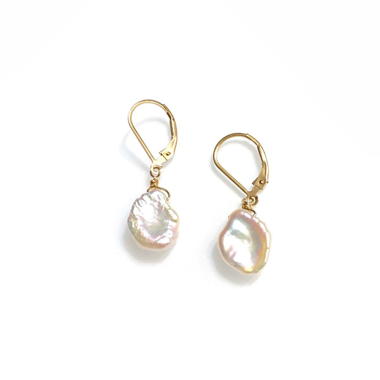 Orecchiette Keshi Pearl Earrings - Unique Pasta Shape | 14K Gold-Filled