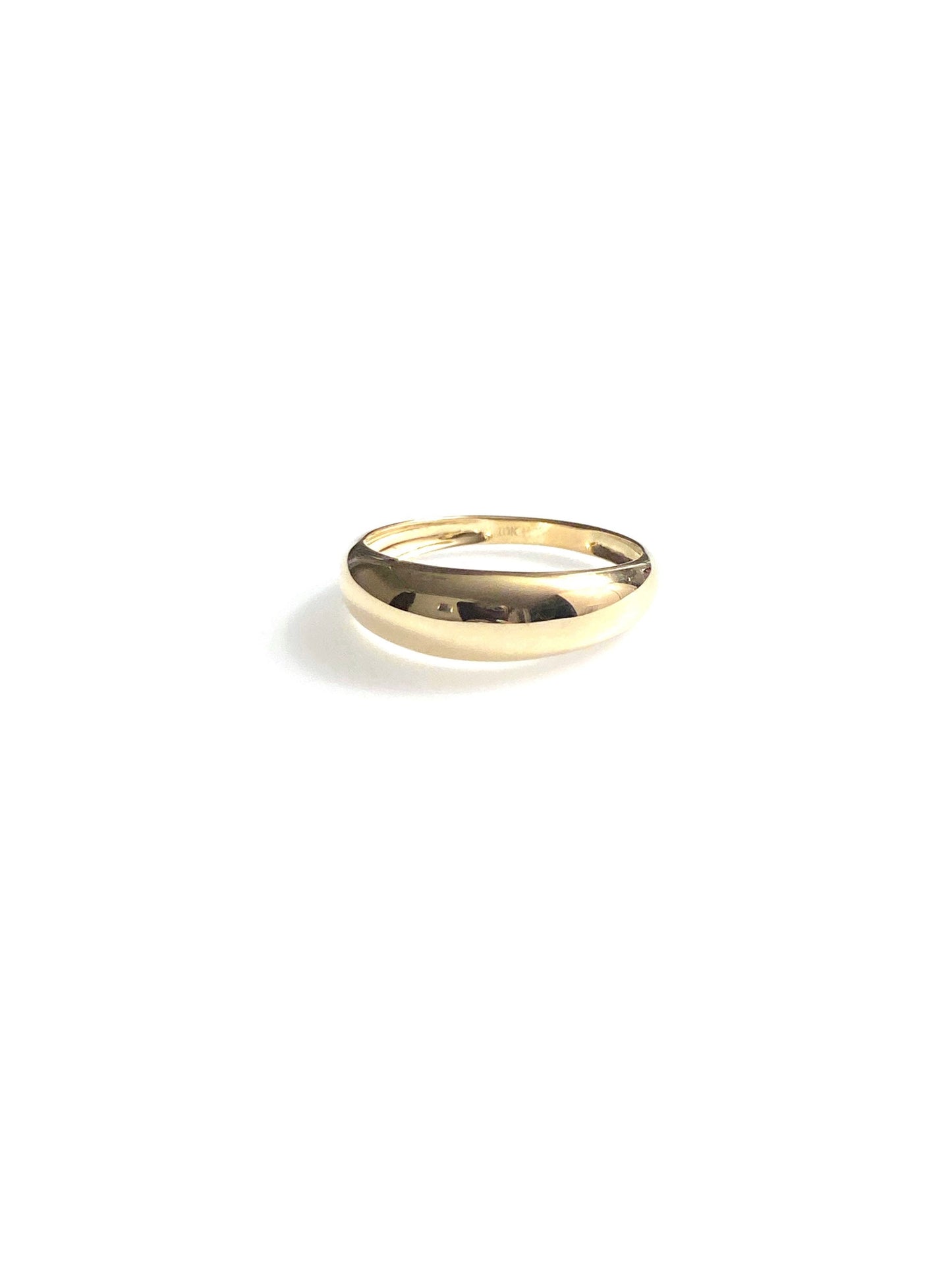 10K Gold Mirror Dome Ring - Ultra Shiny Minimalist | Solid Gold