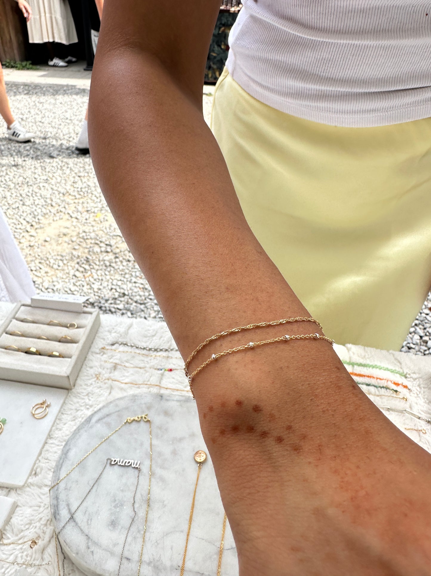 Dainty Mixed Metal Satellite Chain – Necklace, Bracelet & Anklet