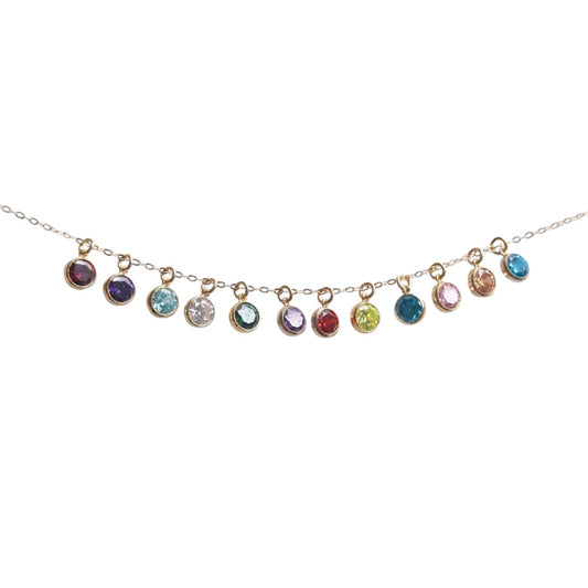 Necklace with colorful gemstones on a white background