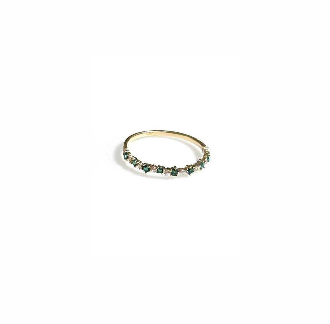 Green and white sparkle ring (solid 10K gold)