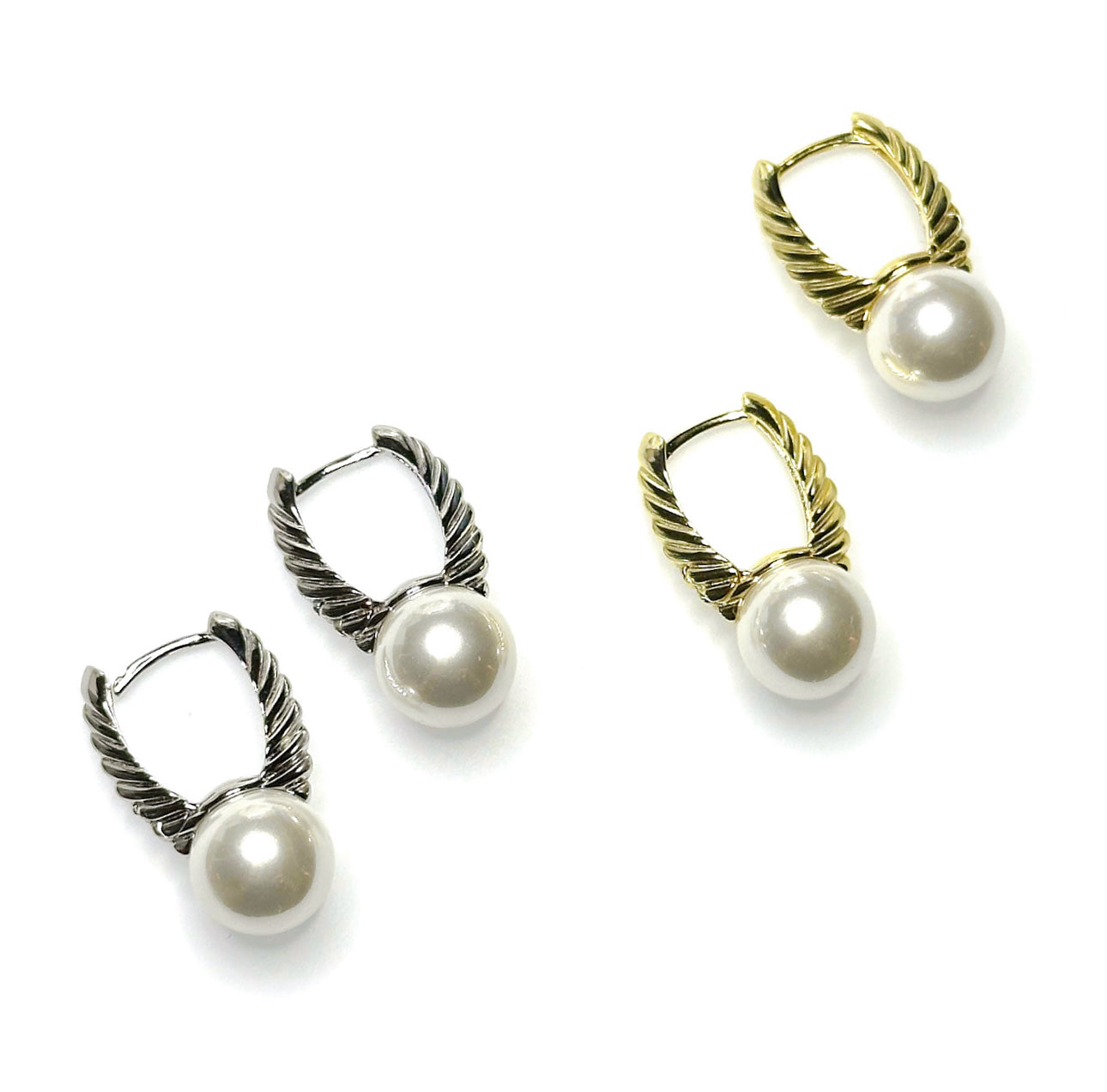 Winged pearl earrings