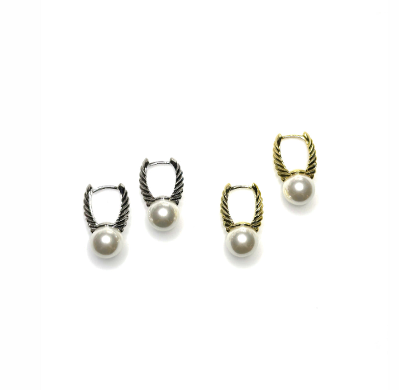 Winged pearl earrings