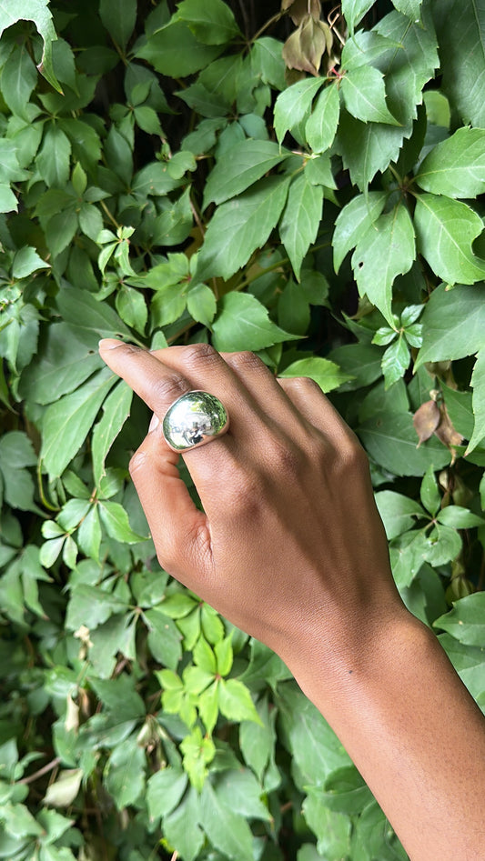Sterling Silver Bubble Dome Ring - Modern Minimalist Statement Piece
