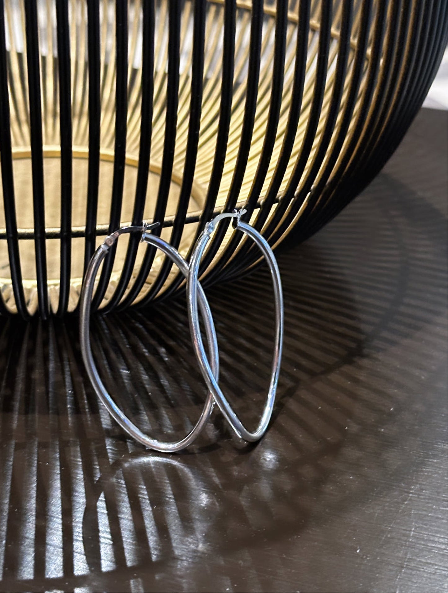 Large wavy hoops (sterling silver)