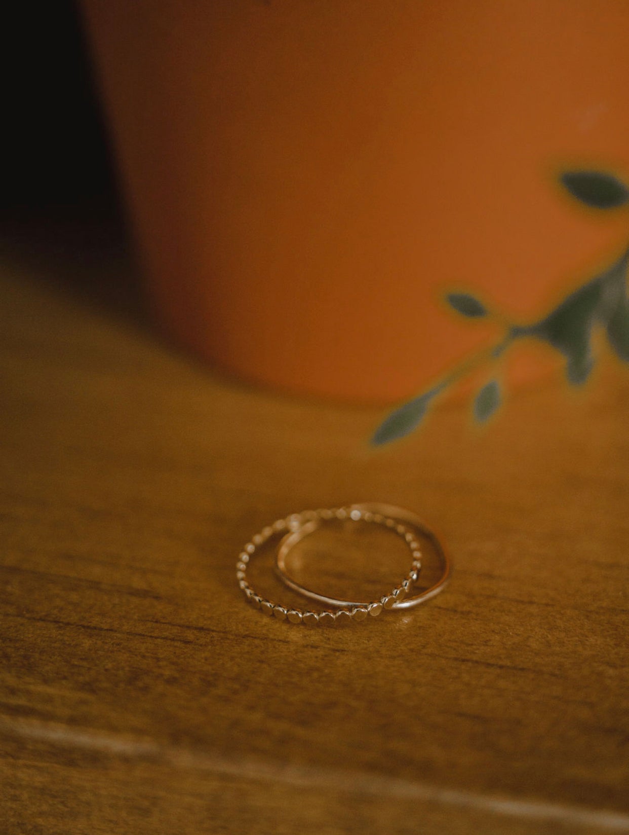 Top view of 10K gold coin eternity band ring