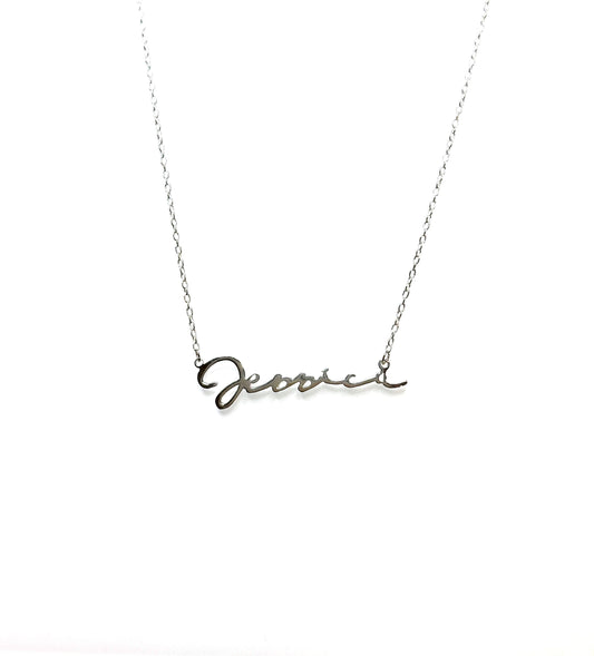 Dainty minimalist name necklace in 14K gold-filled for everyday wear - shower safe personalised jewellery
