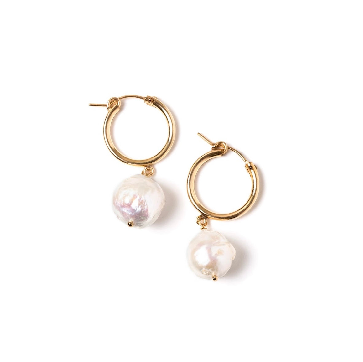 pair of gold filled baroque pearl earrings besseha jewellery