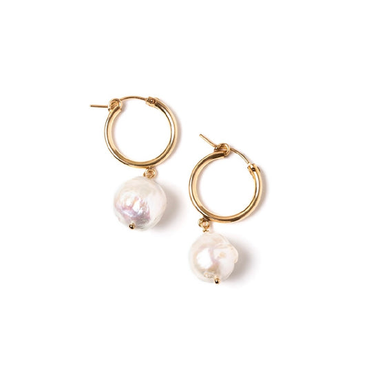 pair of gold filled baroque pearl earrings besseha jewellery