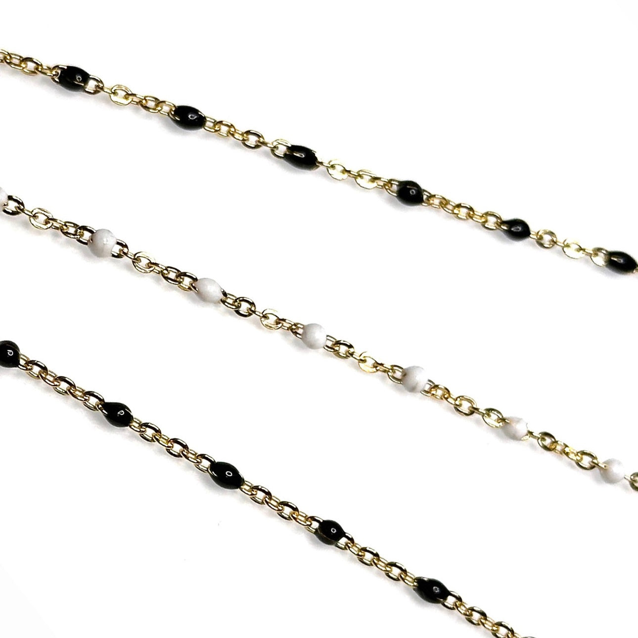 Enamel satellite chain necklace, bracelet, anklet (14K gold-filled, shower safe)