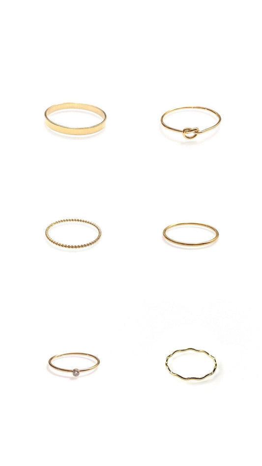 Everyday, shower safe stacking rings (14K gold-filled, cubic zirconia CZ, love knot, flat band, twisted rope, simple band, petite pearl, wavy)
