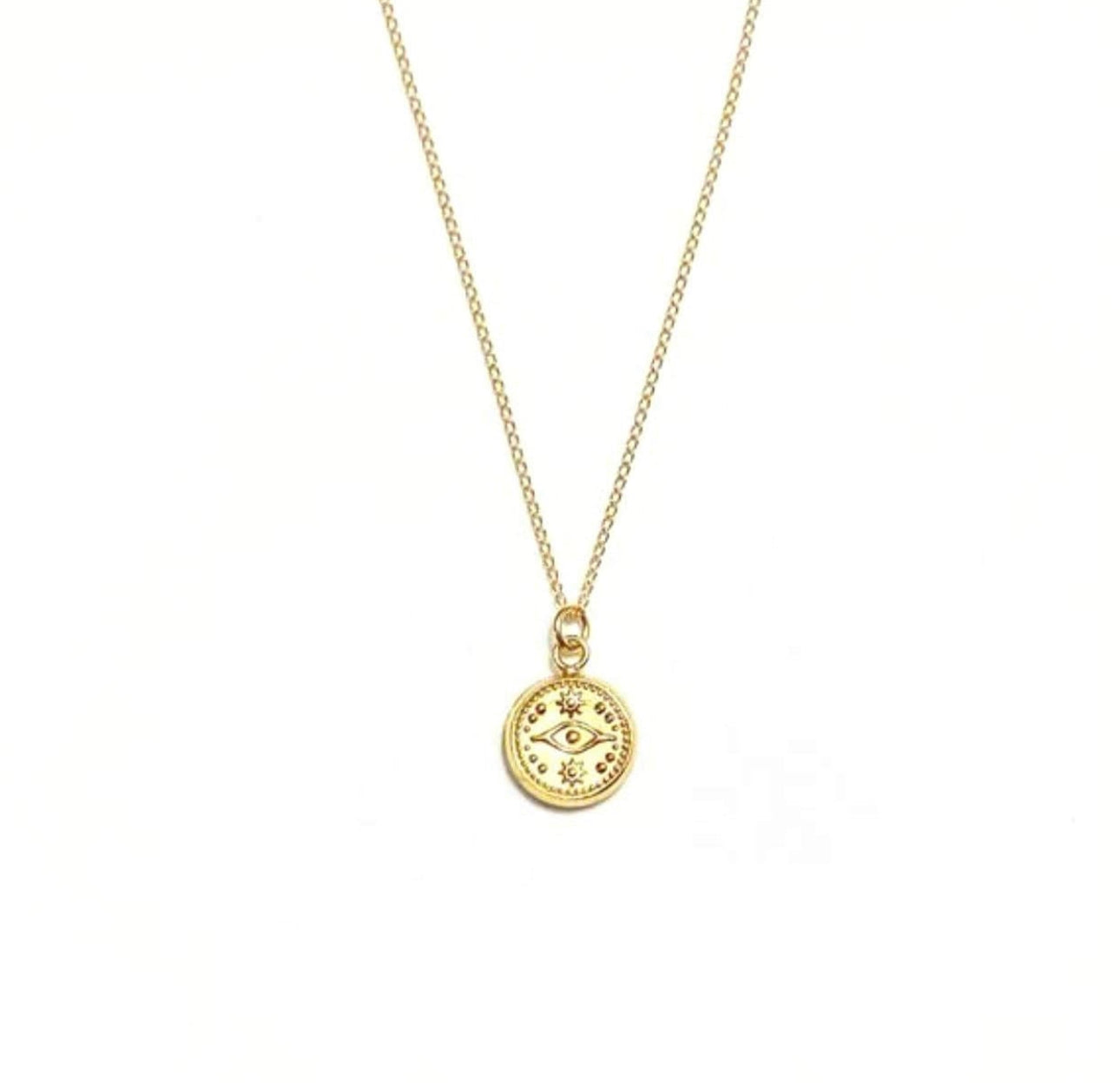 Puffy protector eye necklace (14K gold-filled, shower safe, tarnish resistant)