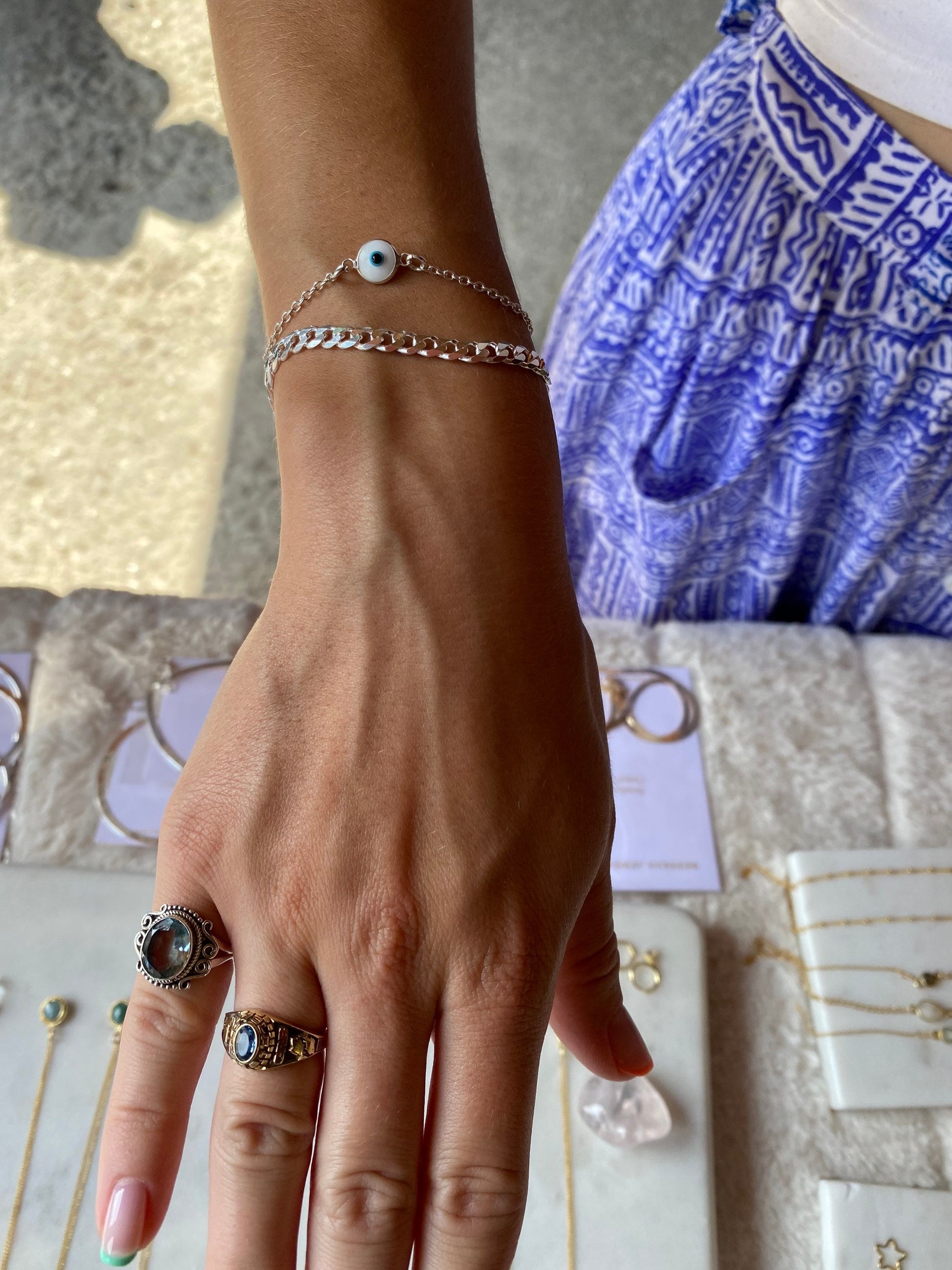 Minimalist bar ring sterling silver - side angle
