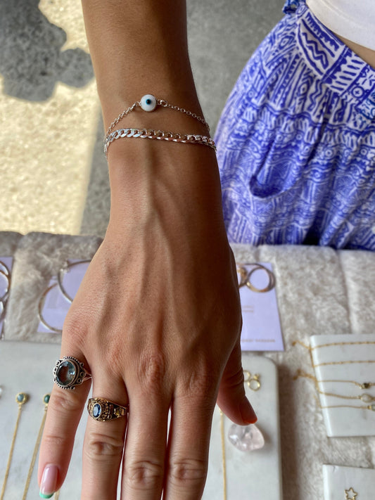 Minimalist bar ring sterling silver - side angle
