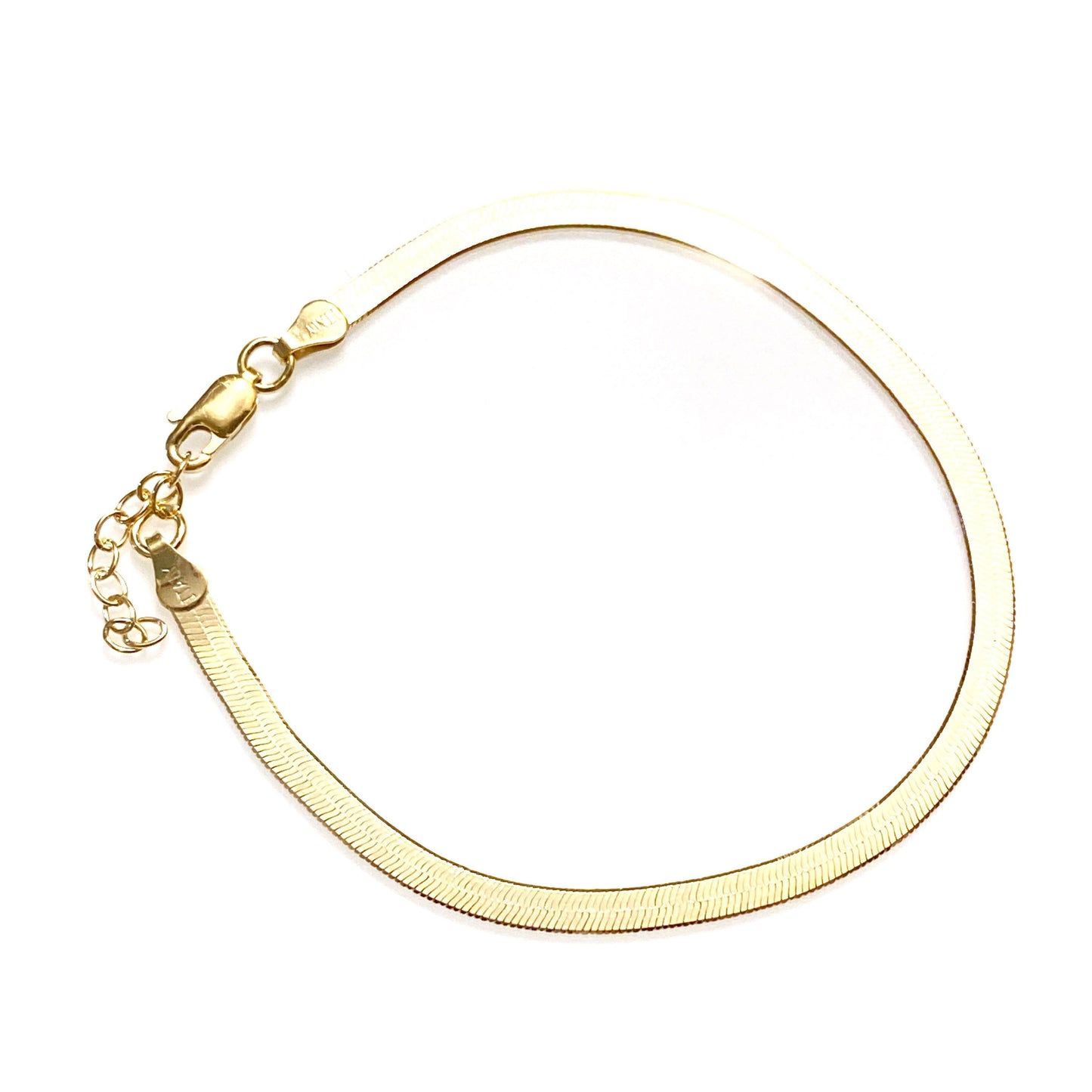 Italian herringbone bracelet in 925 sterling silver, available in gold plated and silver options