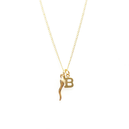 Mini personalised letter necklace in 14K gold-filled and sterling silver, shower safe initial pendant
