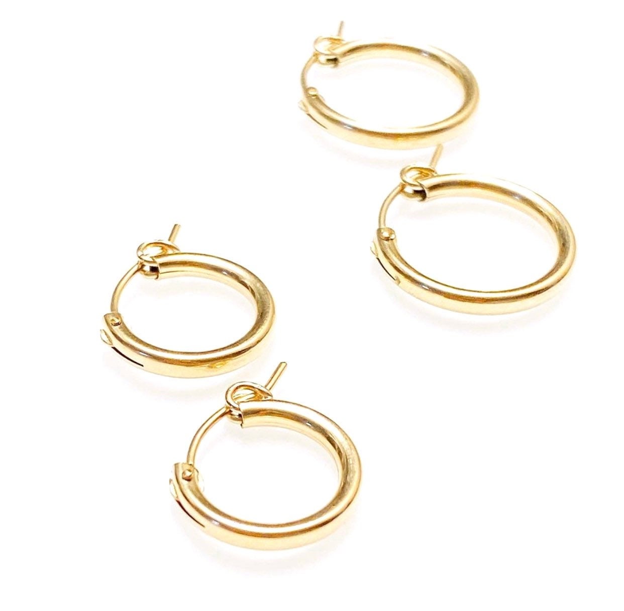 gold filled clasp back hoops side view