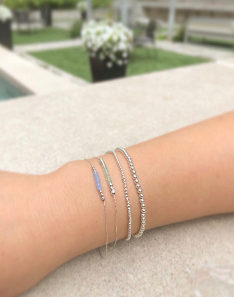 Petite silver ball bracelet (in extra small, small, and large)