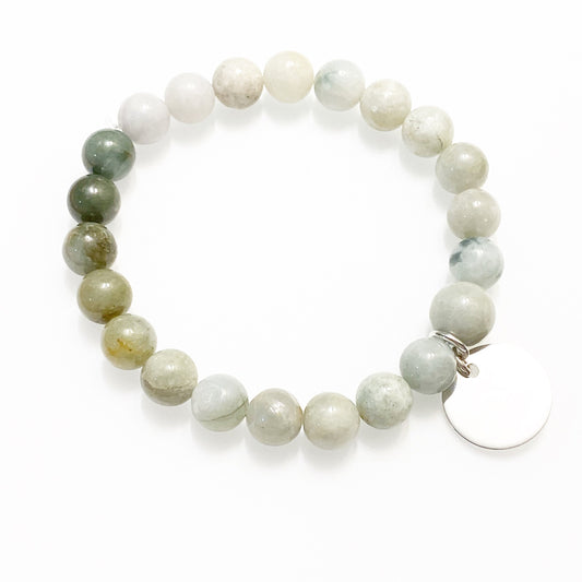 Ombré jade joyful mala bracelet (with or without sterling silver disc pendant)
