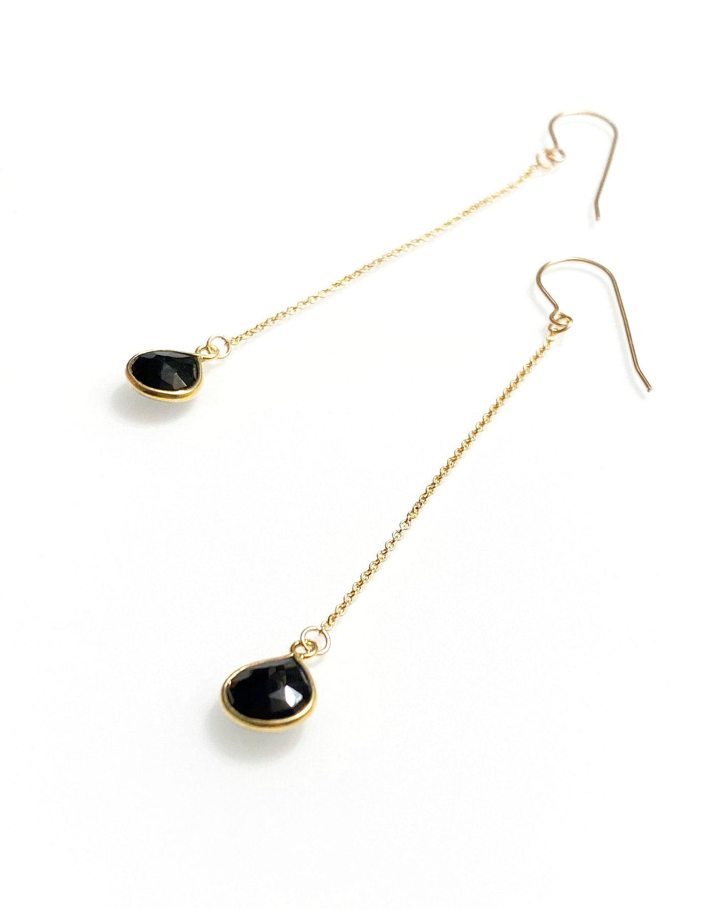 Clear quartz, emerald, chocolate moonstone, Dendrite opal, or onyx drop earrings (14kt gold-filled and gold vermeille)