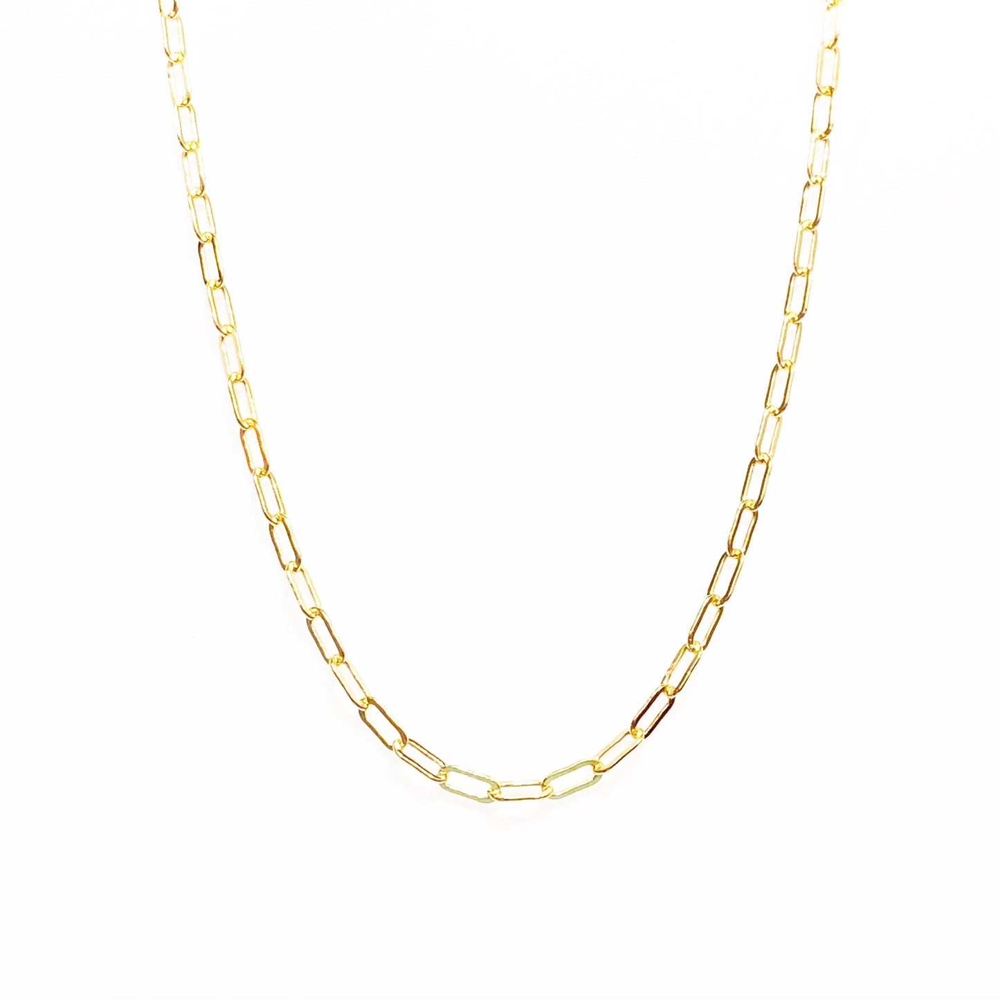 Fine and bold staple chains and bracelets (14K gold-filled)