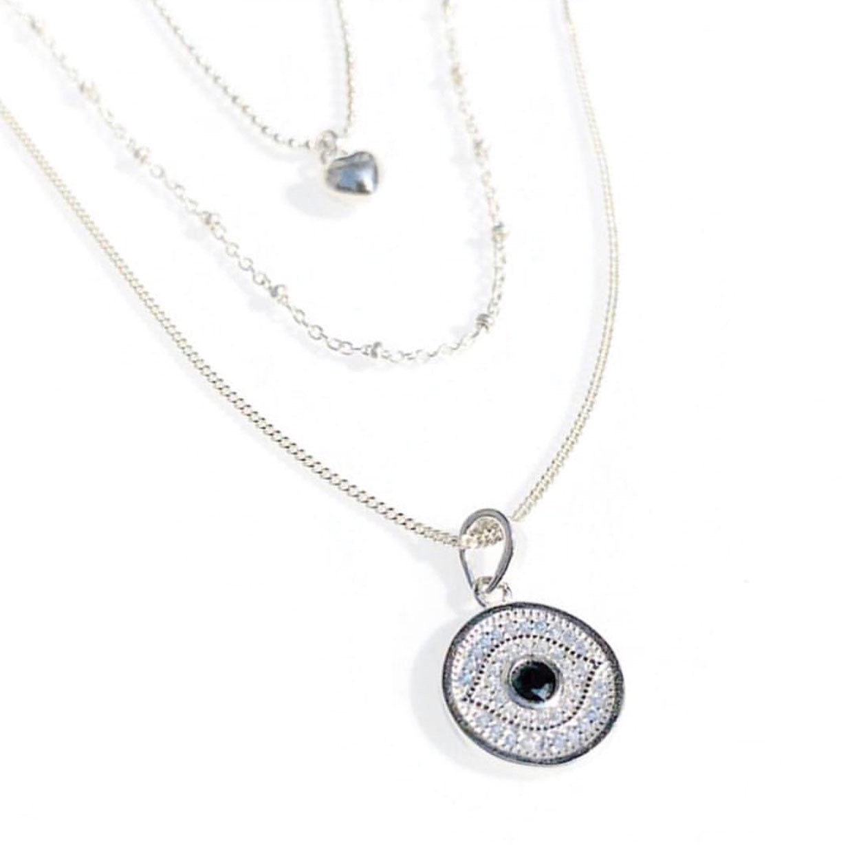 Petite evil eye medallion necklace (sterling silver)
