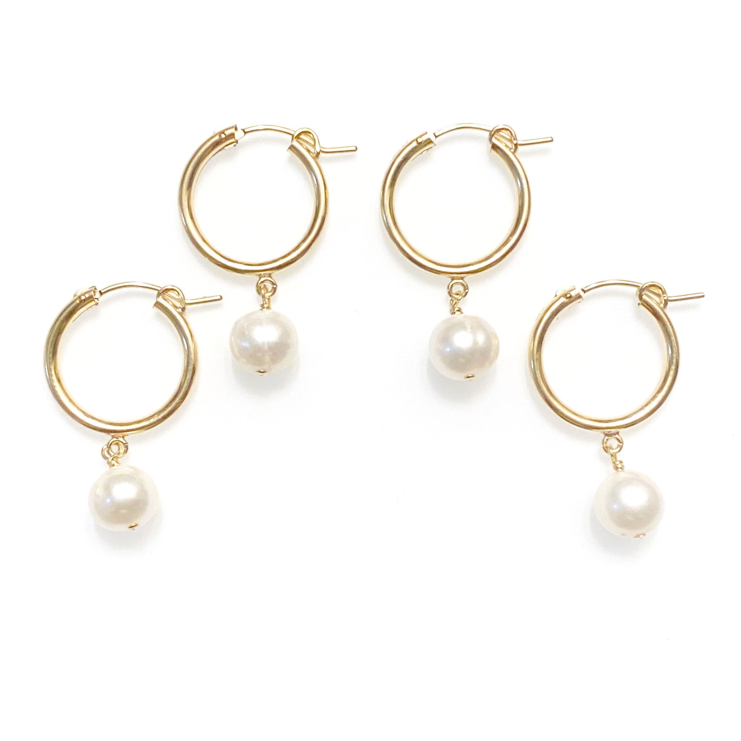 Thick pearl hoops (14K gold-filled)