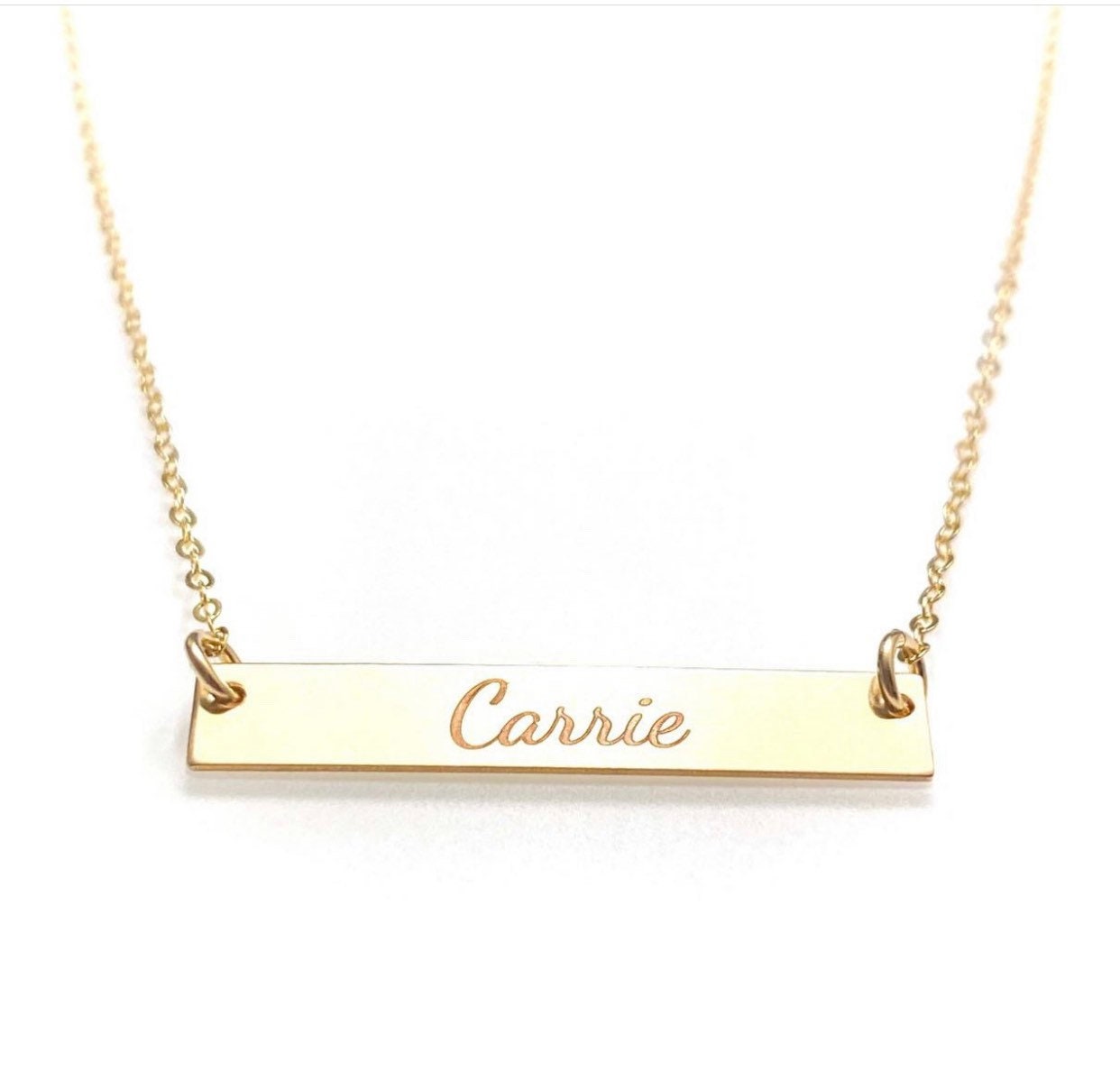 Name plate engraved necklace (14K gold-filled and sterling silver options available)