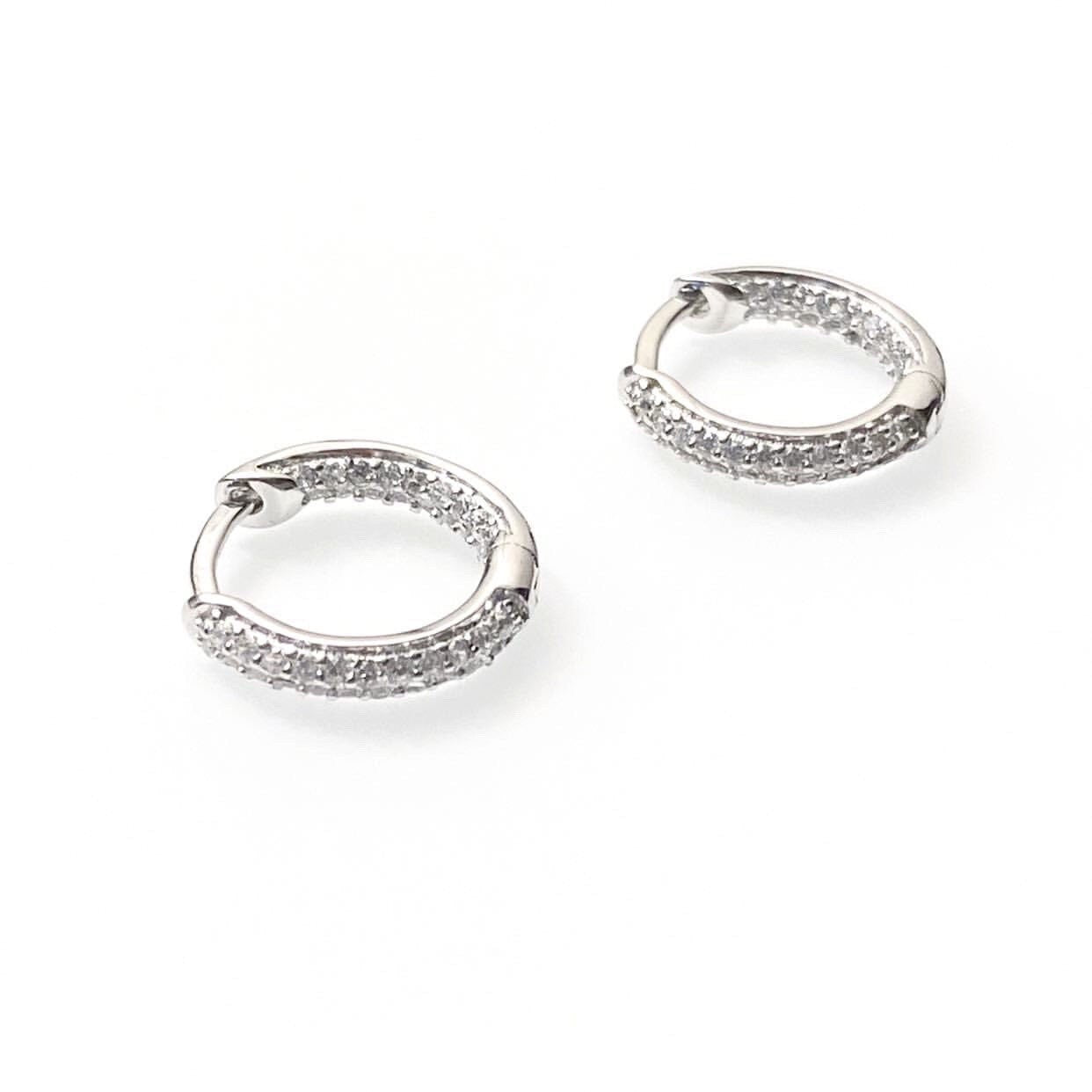 Endless sparkle CZ huggies/hoops (sterling silver)