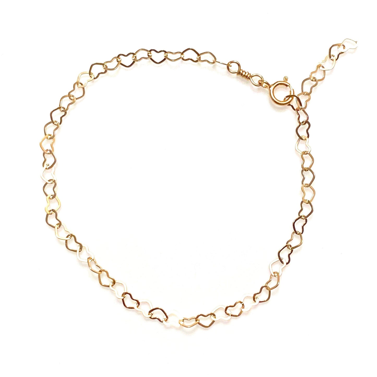 Dainty heart chain bracelet (12K gold-filled, shower safe)