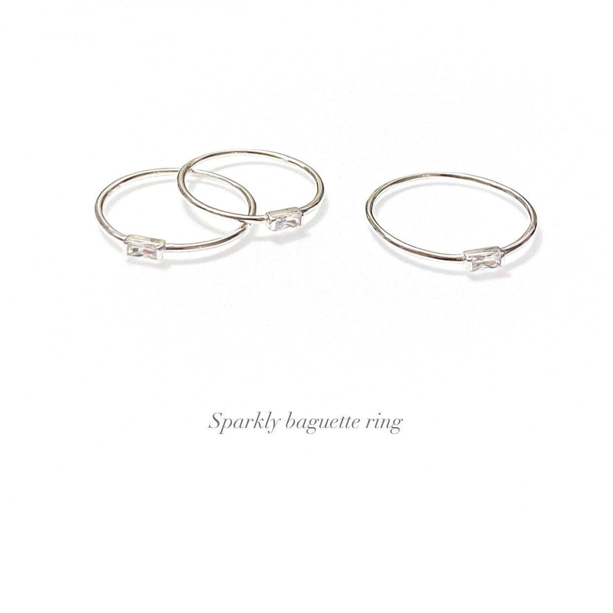 Sterling silver stacking rings (twisted rope, CZ sparkle, petite ball, flat band, baguette)