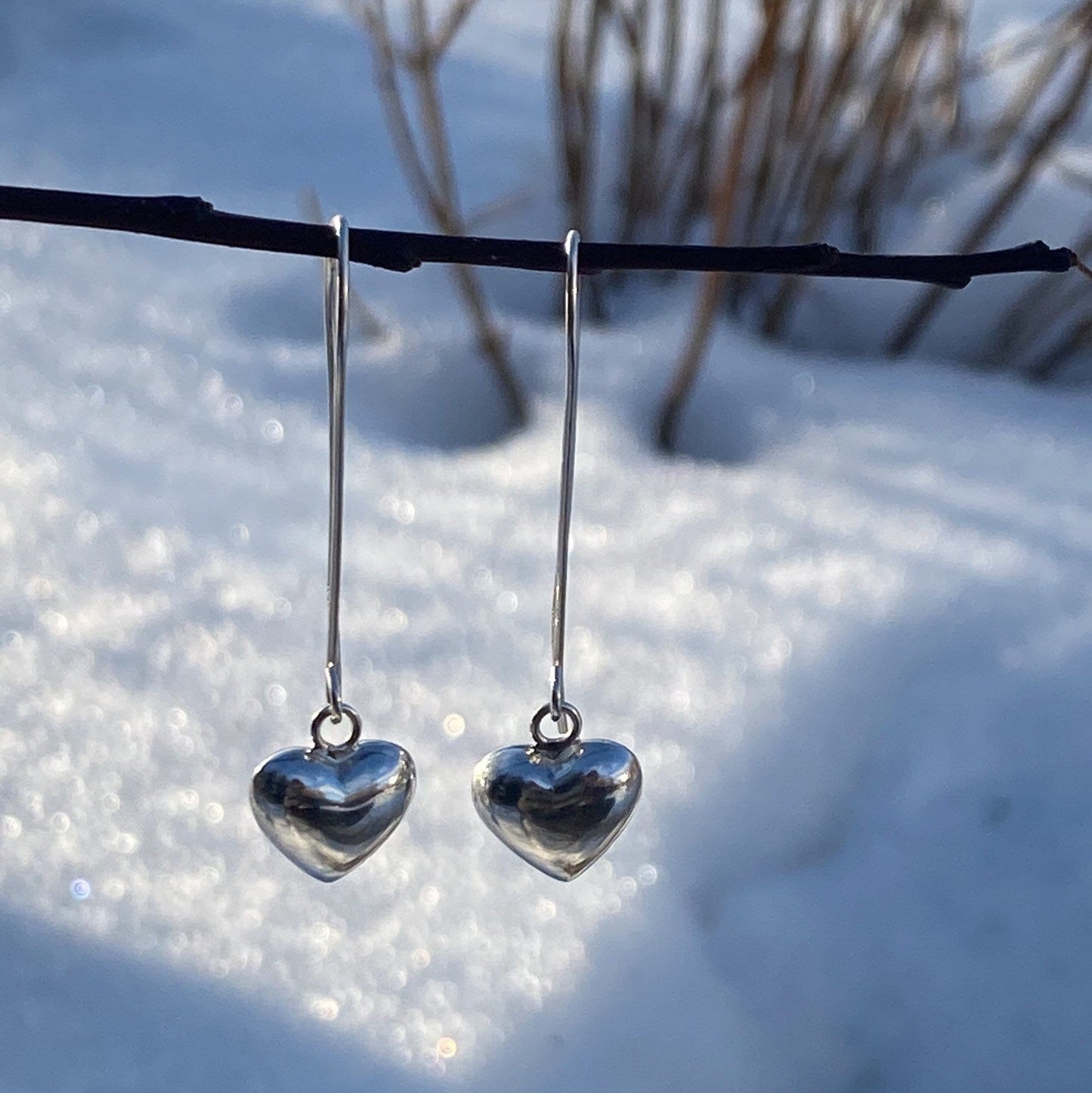 Puffy heart earrings (sterling silver)