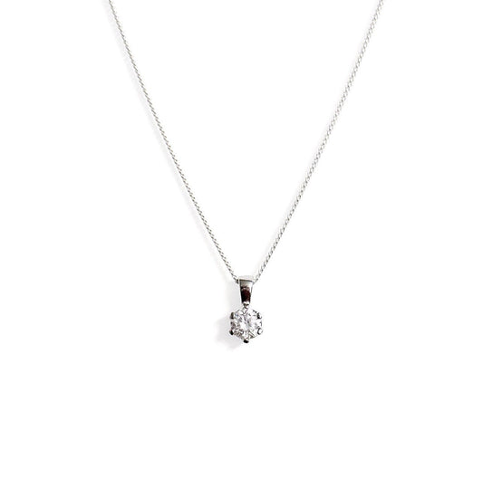 Shining solitaire necklace (sterling silver, cubic zirconia)