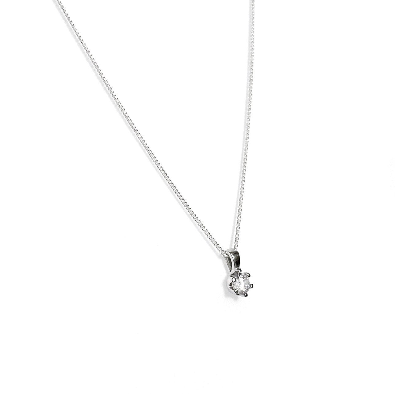 Shining solitaire necklace (sterling silver, cubic zirconia)