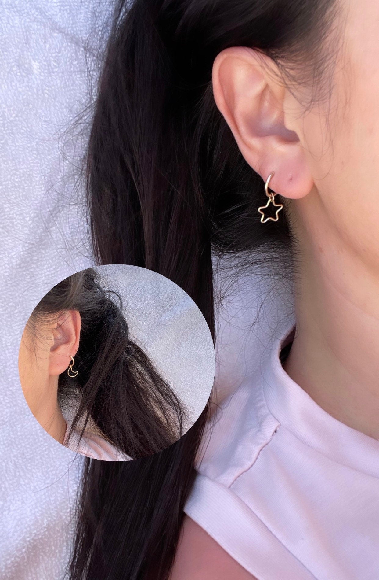 Maddy heart hoops - on model