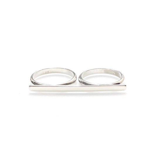 Minimalist bar ring sterling silver - front view
